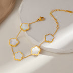 Bracelet chaîne dorée à motif floral pour femme