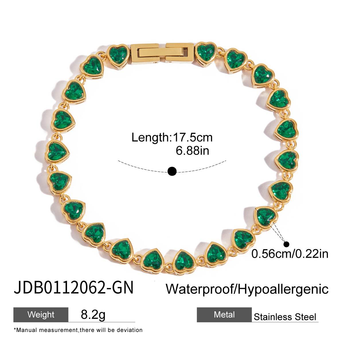 Bracelet pour femme avec zirconiums et cristaux verts