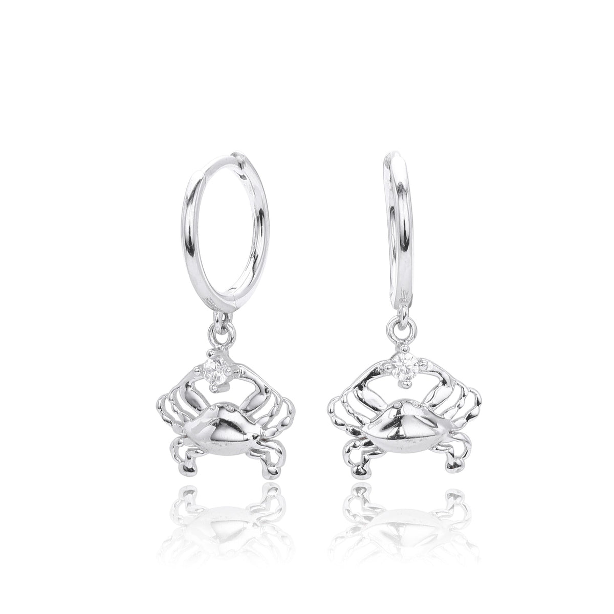 Boucles d'oreilles pendantes pour femmes avec motif crabe en argent sterling 925