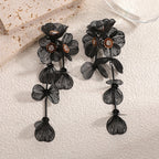 Boucles d'oreilles pendantes pour femme motif floral