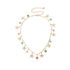 Collier pour femme avec pendentifs fleurs et oiseaux colorés
