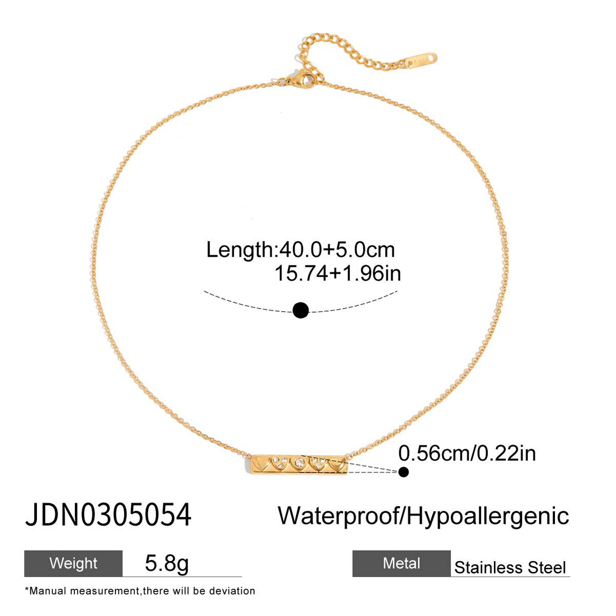 Collier pour femme en acier inoxydable hypoallergénique avec cristaux
