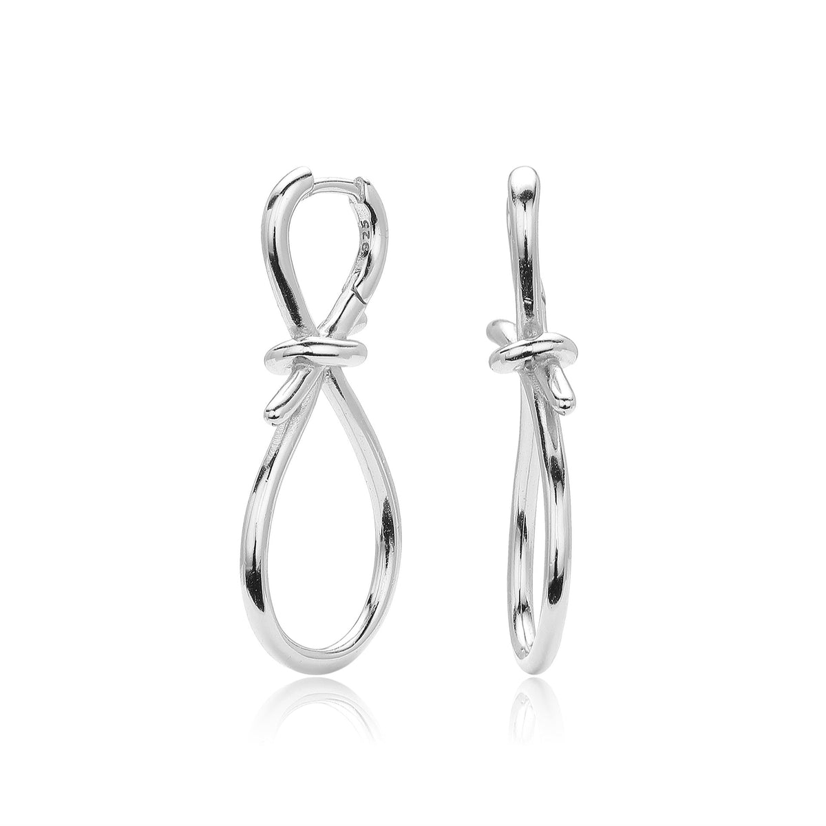 Boucles d'oreilles pendantes pour femme au design nœud en argent sterling 925