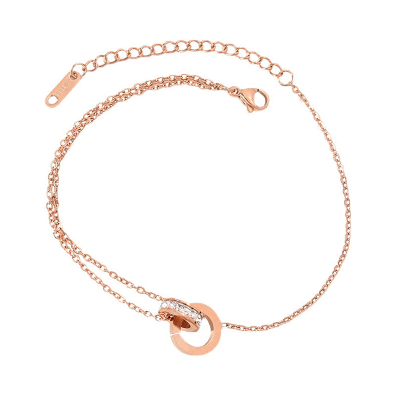 Chevillère double rang avec pendentif cercle
