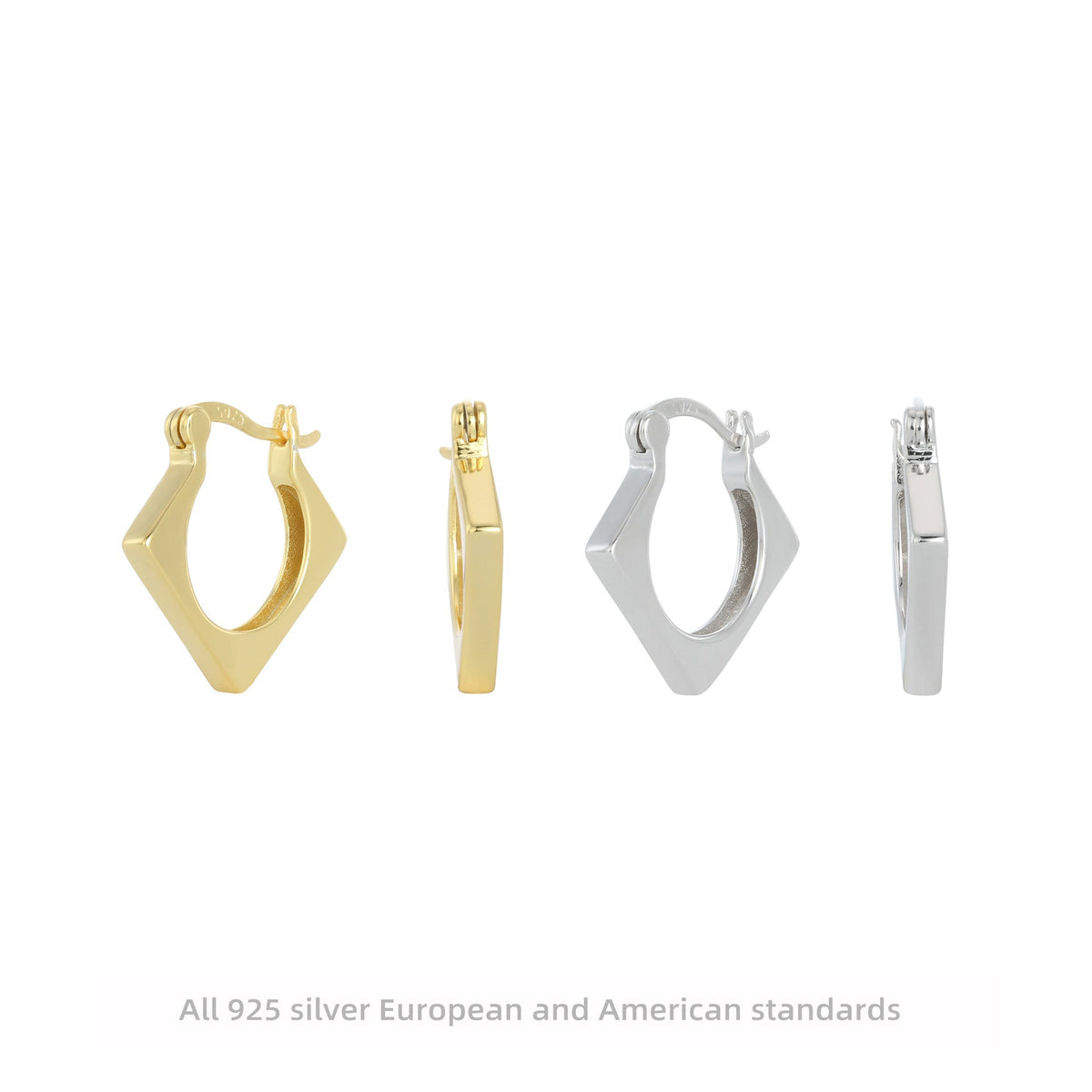 Damen Ohrhänger im modernen Diamantdesign aus 925 Sterling Silber