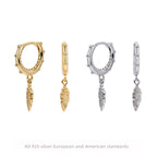 Boucles d'oreilles pendantes avec feuilles filigranes en argent sterling 925