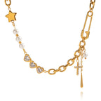 Bracelet pour femme en acier inoxydable avec pendentifs cristaux