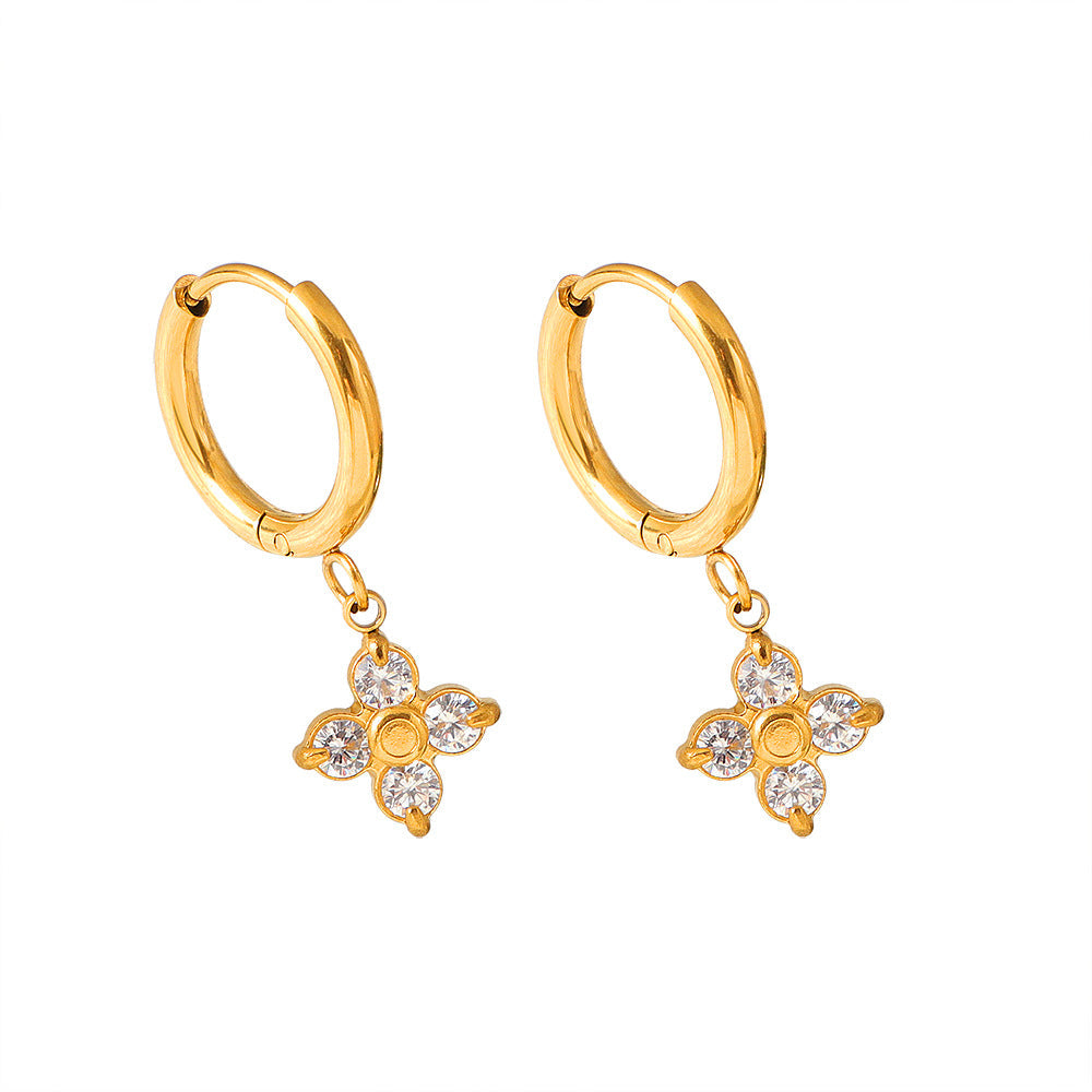 Boucles d'oreilles créoles pendantes fleuries pour femme