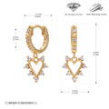 Boucles d'oreilles pendantes cœur en argent sterling 925 et zircon