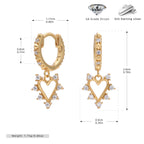 Boucles d'oreilles pendantes cœur en argent sterling 925 et zircon