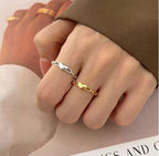 Bague pour femme motif cœur et structure à maillons