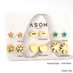 Set de boucles d'oreilles pour femme en acier inoxydable doré