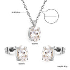 Parure de bijoux pour femme avec pendentif zircone et boucles d'oreilles