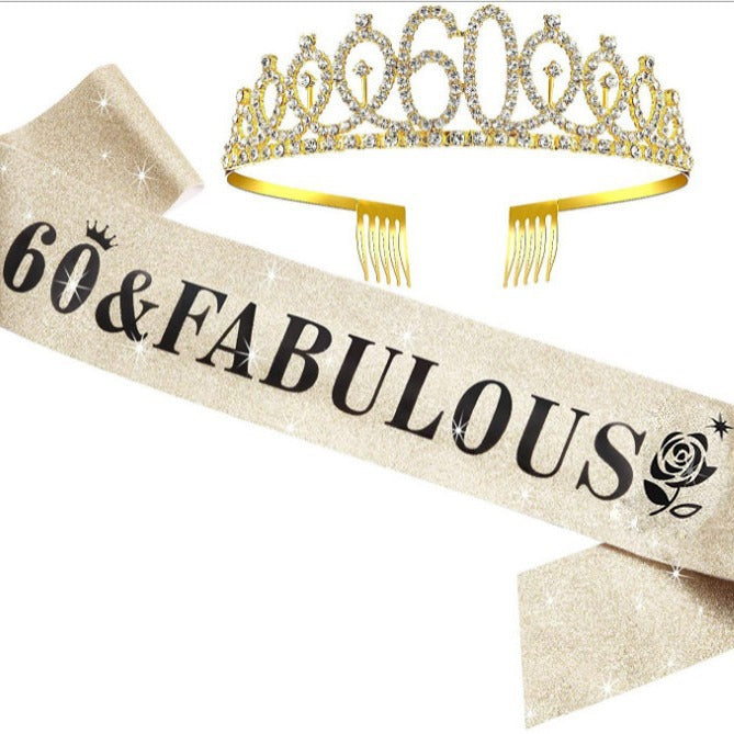 Ensemble diadème et écharpe d'anniversaire scintillant pour femme