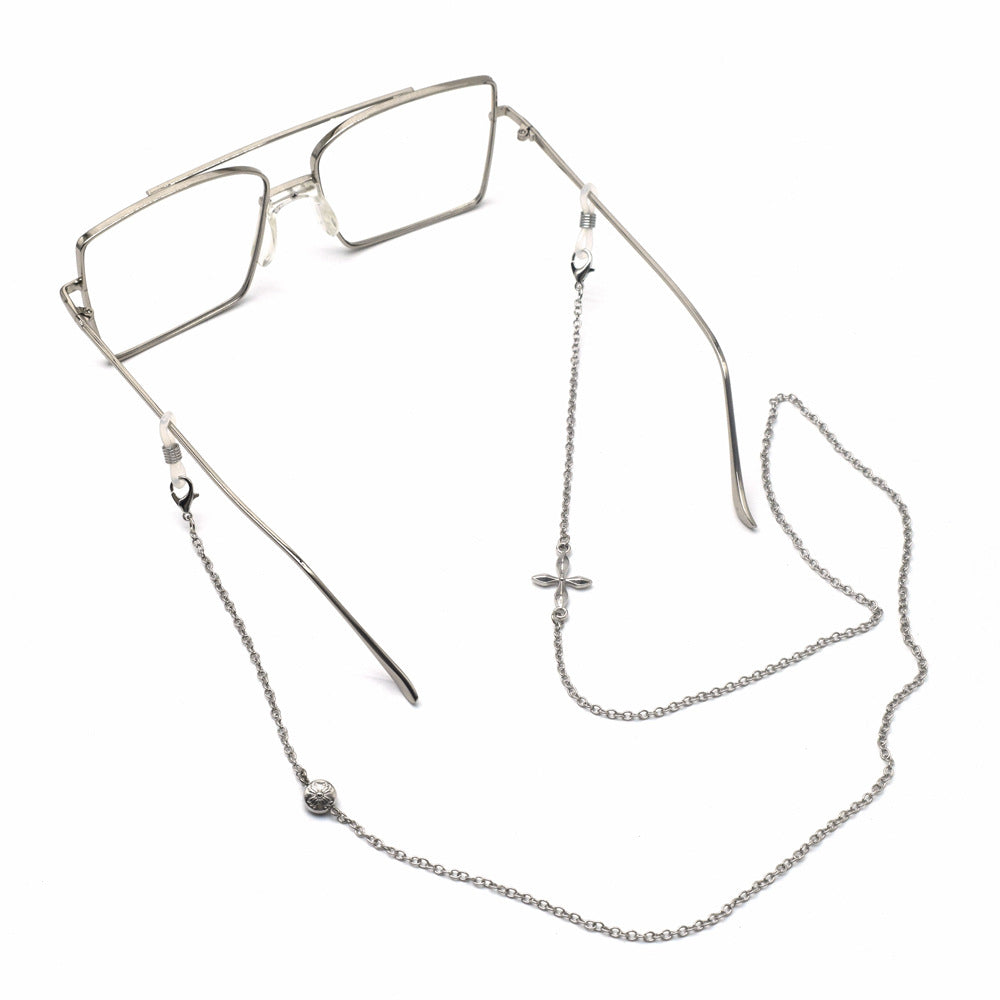 Chaîne de lunettes superposée argentée
