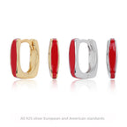 Boucles d'oreilles pendantes pour femme design incurvé moderne avec accent rouge