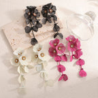 Boucles d'oreilles pendantes pour femme motif floral