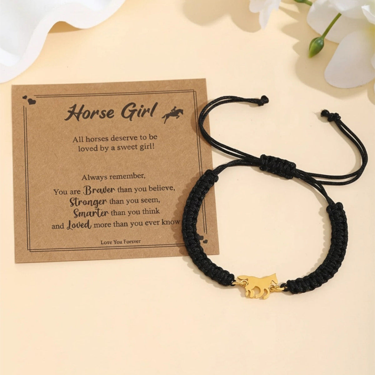 Bracelet d'amitié pour femme avec pendentif cheval