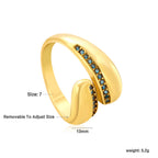Bague réglable pour femme avec zircons et accents verts