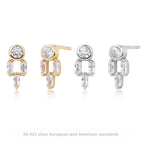 Boucles d'oreilles puces en zircon brillant pour femme