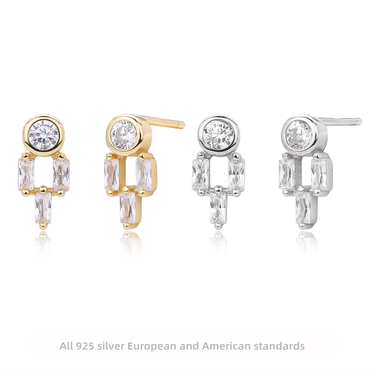 Boucles d'oreilles puces en zircon brillant pour femme