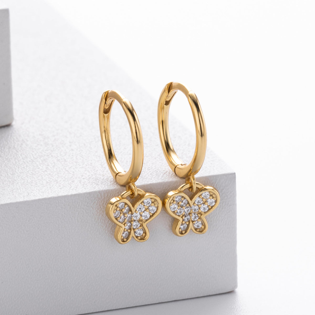 Boucles d'oreilles pendantes papillon pour femme en argent sterling 925