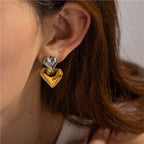 Boucles d'oreilles pendantes en forme de cœur pour femme