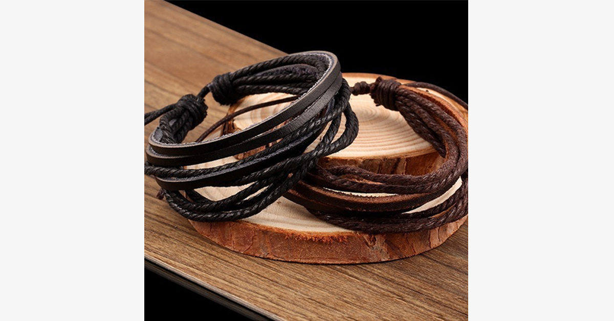 Bracelet Enroulable en Cuir Rustique