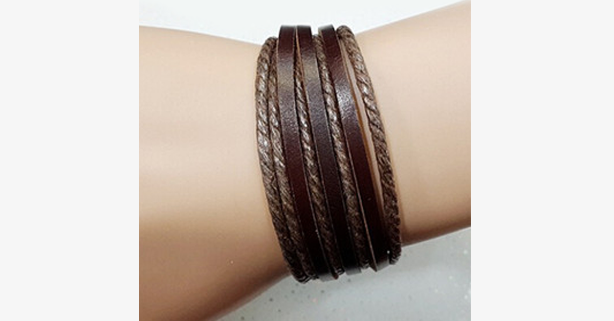 Bracelet Enroulable en Cuir Rustique