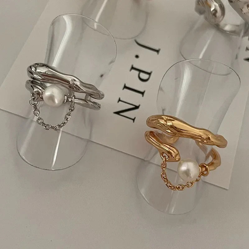 Bague Perle Vintage Superposée S925