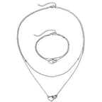 Parure collier et bracelet cœurs entrelacés