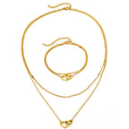 Parure collier et bracelet cœurs entrelacés