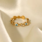 Bague fine ajustable œil porte-bonheur avec diamants