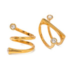 Bagues asymétriques triple anneau à pointes diamantées