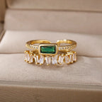 Bague double rangée diamants baguette