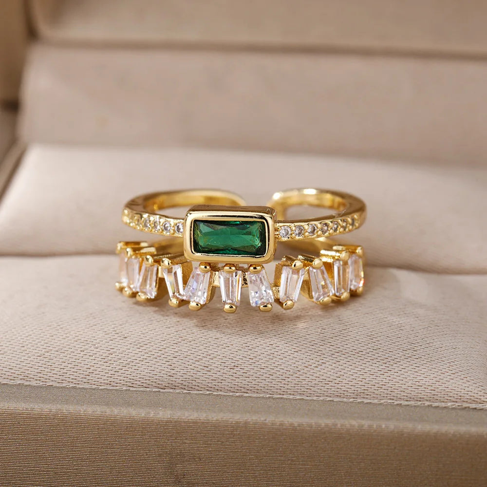 Bague double rangée diamants baguette