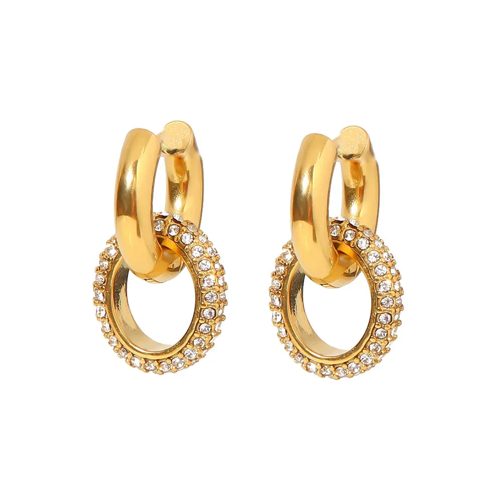 Boucles d'oreilles pendantes huggie diamant 18k