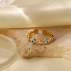 Bague fine ajustable œil porte-bonheur avec diamants