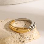 Bague maillons bicolore