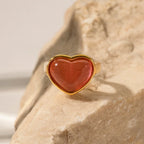 Bague cœur en pierre rose