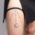 Bijou de cuisse réglable avec pendentif lune et strass
