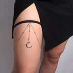 Bijou de cuisse réglable avec pendentif lune et strass