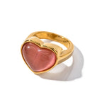 Bague cœur en pierre rose