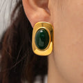 Boucles d'oreilles rectangle opale verte 18k
