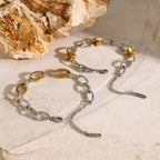 Bracelet élégant bicolore en argent texturé