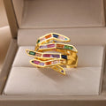 Bague géométrique à griffes avec zircons