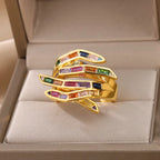 Bague géométrique à griffes avec zircons