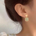 Boucles d'oreilles carrées géométriques en jade