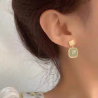 Boucles d'oreilles carrées géométriques en jade