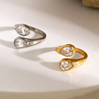 Bague enveloppante avec diamants en forme de goutte